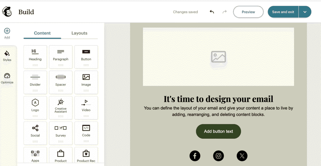 Mailchimp vs MailerLite: Mailchimp design